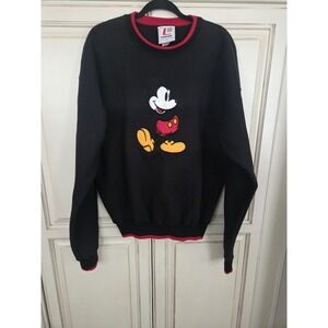 Vtg Legends Athletic Mickey Mouse Sweatshirt Men's Lg Black 90s Y2k Made in Usa